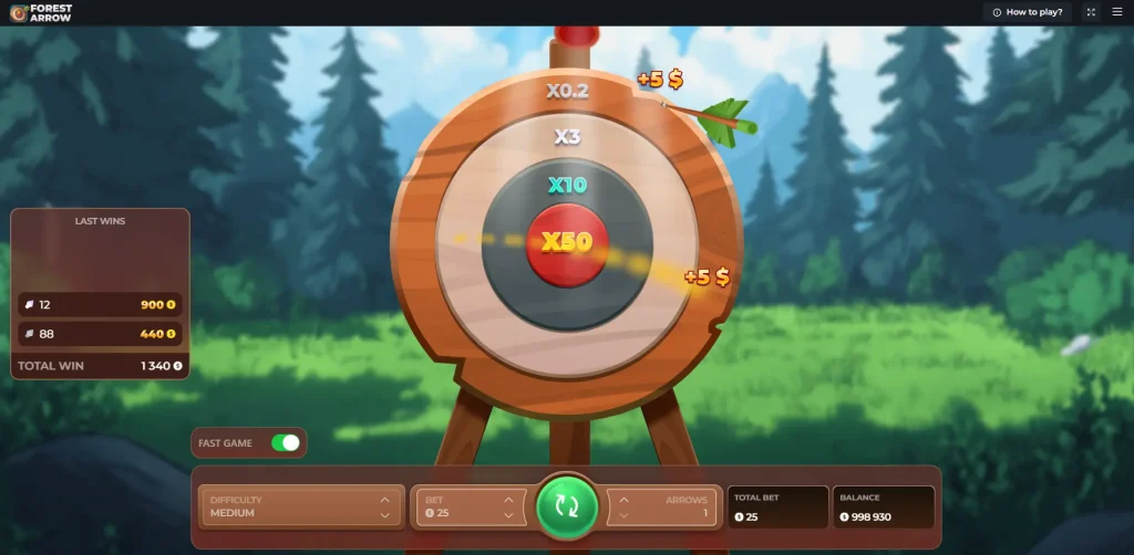 forest arrow results on 100 games